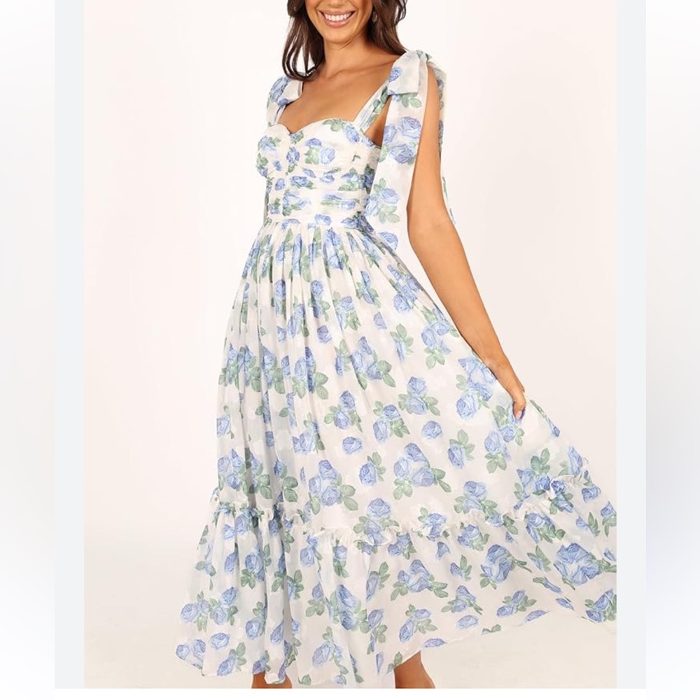 Floral Blue and White Women's Dress
